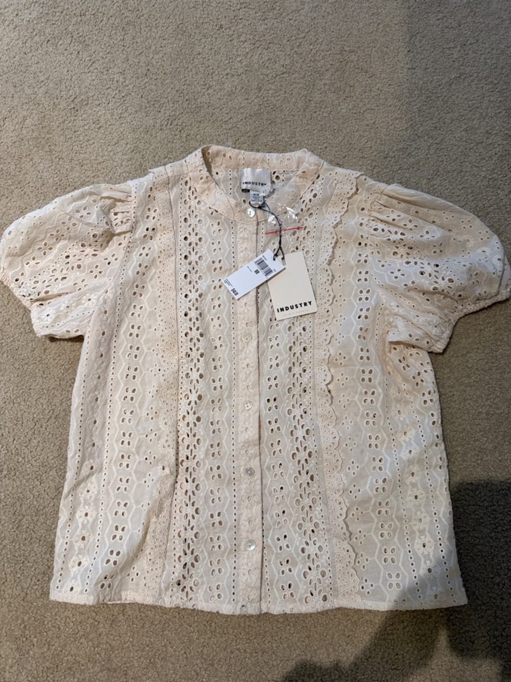 INDUSTRY Cream Eyelet Button-Up Blouse